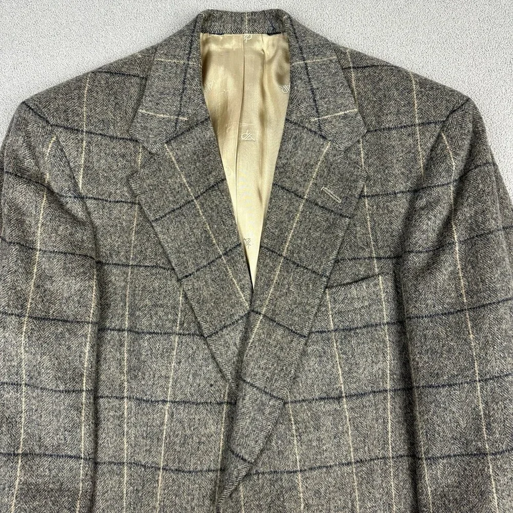 Vintage Austin Reed Of Regent Street Blazer Brown Plaid HBT Sport Coat 4 Button